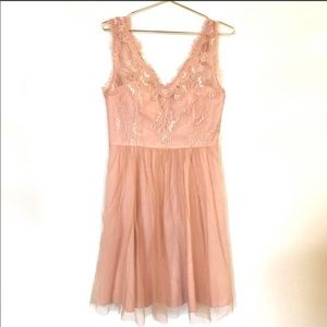 Anthropologie Hitherto Lina Lace Dress Cameo Pink